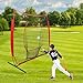 7x7 Feet Baseball Softball Hitting Pitching Net, Baseball Backstop Practice Net for Pitching Batting Catching, Indoor Outdoor Softball Pitching Net with Carry Bag for All Skill Levels (Red)