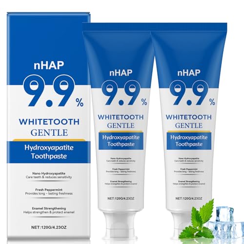 Hydroxyapatite Toothpaste, Nano Hydroxylapatit Zahnpasta Ohne Fluorid, Fluoridfreie Zahnpasta mit Sanfter Minze, Linderung von Zahnempfindlichkeit, Langanhaltend Frischer Atem (2)
