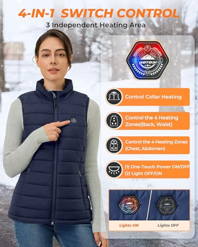 Image of Women's Heated Vest with 16000 mAh Battery Pack Included, 9 Zones Smart Temp Control Ergonomics Heating System