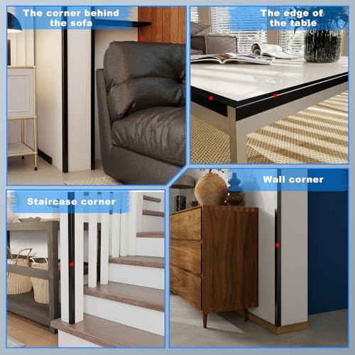 Image of Black Wall Corner Protector, 4Pcs, Length 35.4in, Width 0.79in - Self Adhesive Metal Corner Protector for Aluminum Trim molding, Cabinet Edge Guard, Easy to Install