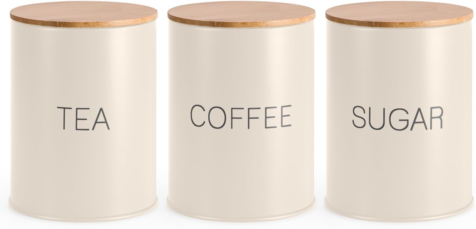 EHC Tea Sugar Coffee Canisters, Tea Sugar Coffee Containers Set of 3, Airtight Containers Jars, Cream