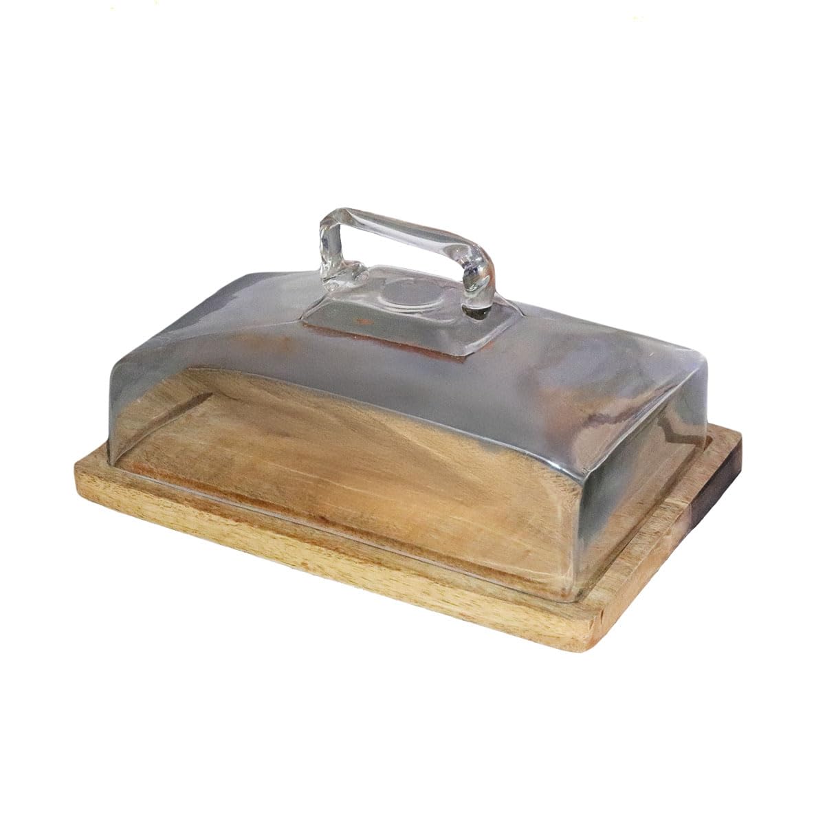 Charlies Clear/Natural Wooden Serving Board With Glass Dome