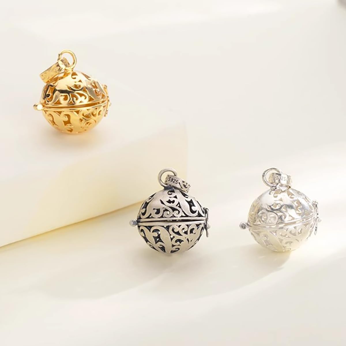 925 Sterling Silver Ball Cage Pendants for 8-14mm Round Bead or Pearl, Pearl Locket Cage Pendant for DIY Necklace Crafting Jewelry Making
