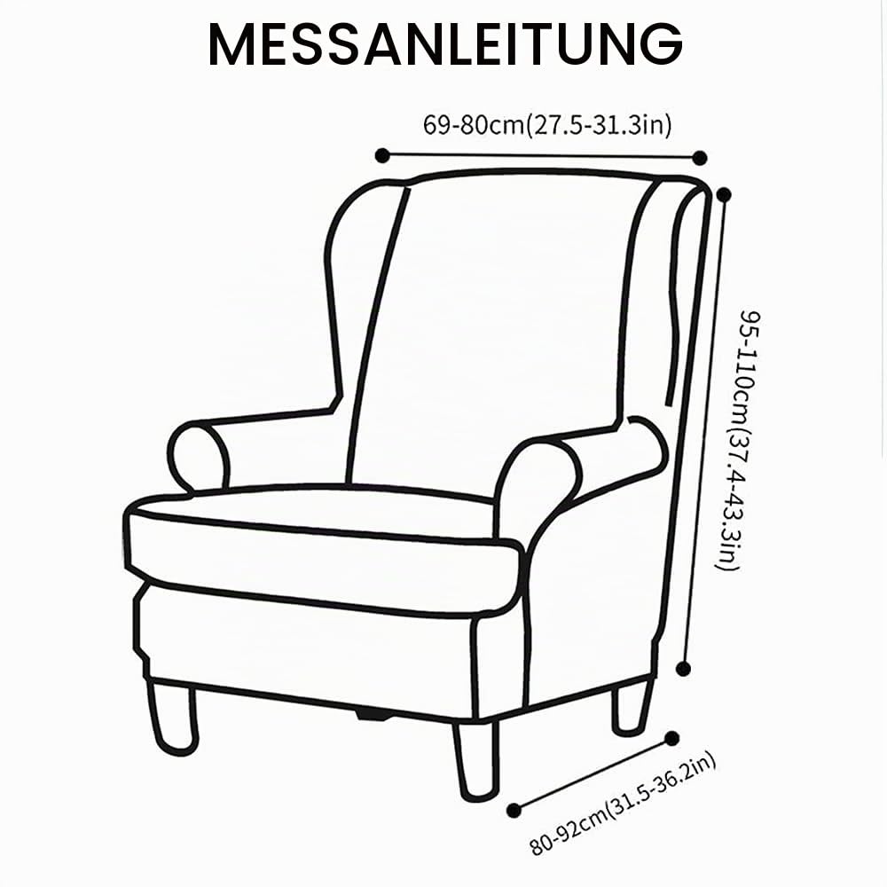 Highdi 2-Teilig Ohrensessel Überzug, Sessel-Überwürfe Ohrensessel Mode Einfarbig Samt Schonbezüge Bezug Sesselhusse Strandmon Tiger Stuhlbezug mit Armlehne Hohe Rückenlehne (Dunkelgrün)