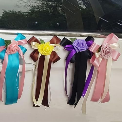 Lazos de antena hechos a mano con flores artificiales decorativas 4