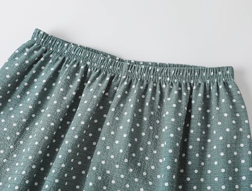 Image of Hupohoi Big Girls Button Down Pajama Set 3pcs Short Sleeve Long Pants with Shorts Crepe Wrinkled Fabric Sleepwear Nighty