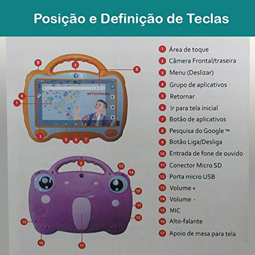 Tablet Criança 7 Quad 16G RAM 1G Android 9.0 Rosa Mitsushiba