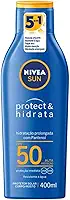 NIVEA SUN Protetor Solar Protect & Hidrata FPS 50 400ml - Com toque seco, rápida absorção e resistente à água, esse protetor solar oferece altíssima proteção ao sol e promove hidratação à pele