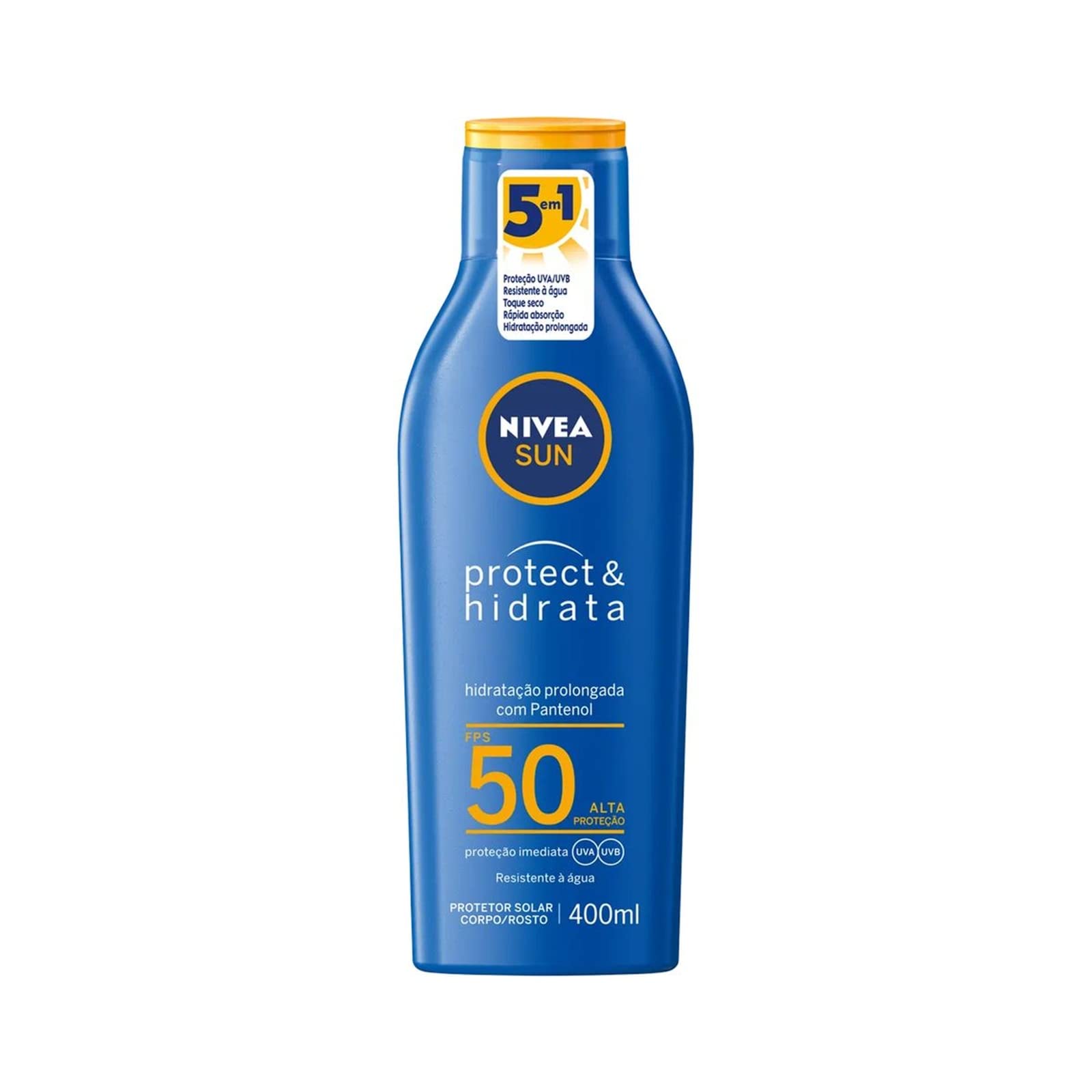 Cuidados Pós-Sol: Hidratação e Regeneração da Pele 3 NIVEASUN Protetor Solar Protect & Hidrata FPS 50 400ml - Com toque seco, rápida absorção e resistent
