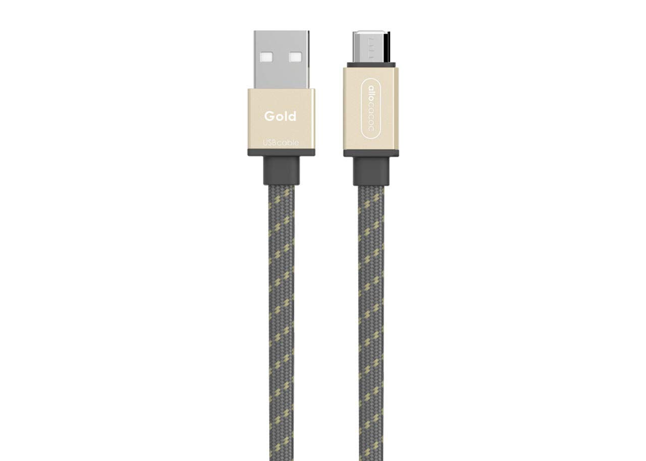 Allocacoc 002346 USB-Kabel (flach, 1,5 m, Micro-USB), goldfarben