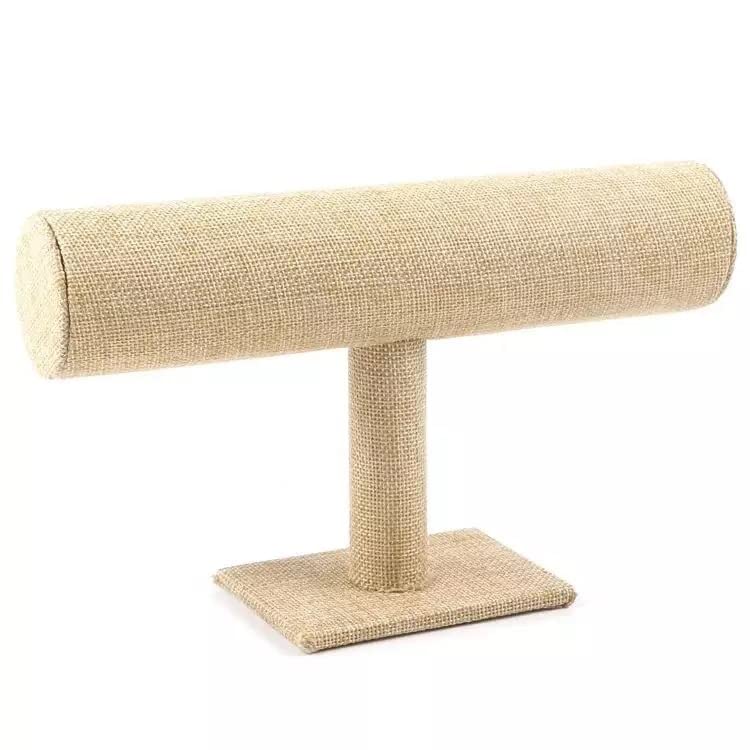 RJ Displays-Beige Linen T -Bar Retail Boutique Store Display Stand Jewelry Storage, Bracelet, Watches, Cuffs, Necklace, Earring, Bangle, Anklet, Holder Stand, Rack Organizer,