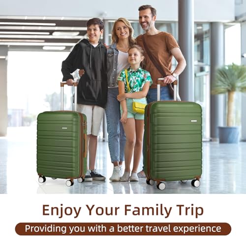 Image of LARVENDER Luggage Sets 4 Piece, Expandable Hardside Suitcase Sets with Spinner Wheels TSA Locks, Lightweight Rolling luggage for Men and Women, Green