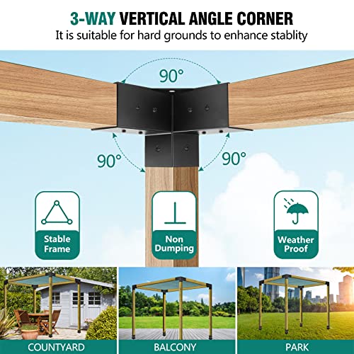Kinchoix Pergola Brackets, 4 Pack Woodworks Pergola Kit 3Way Right