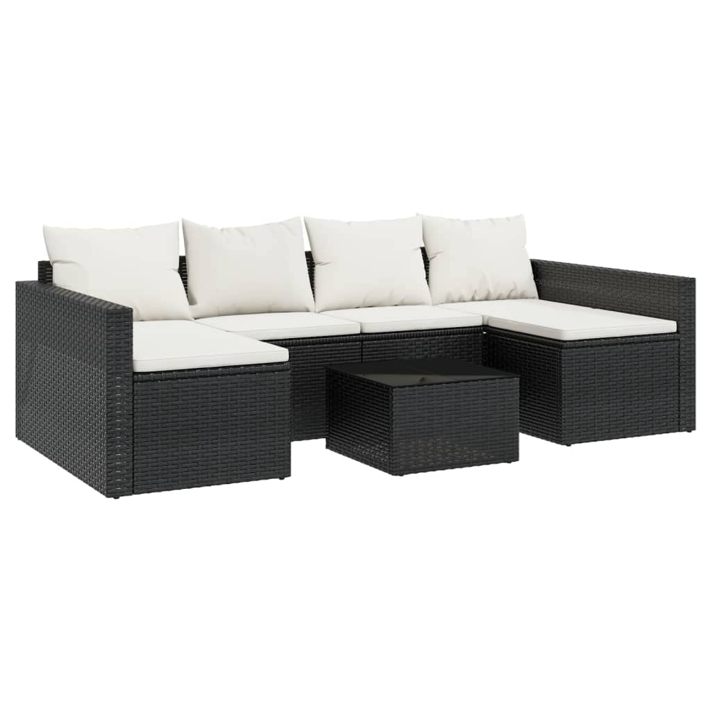 vidaXL Garten Lounge Set 2-TLG., Gartenmöbel Set mit Kissen, Sitzgruppe für Garten Terrasse, Sofa Garnitur Loungemöbel U-Form, Schwarz Poly Rattan