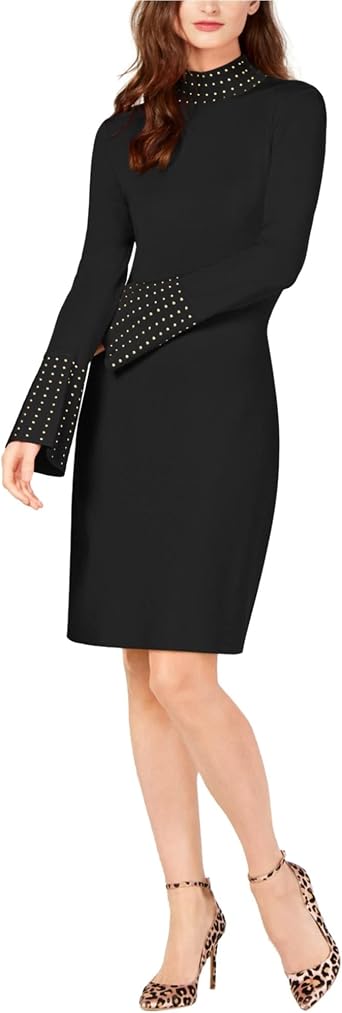 I-N-C Womens Studded Sweater Dress black M