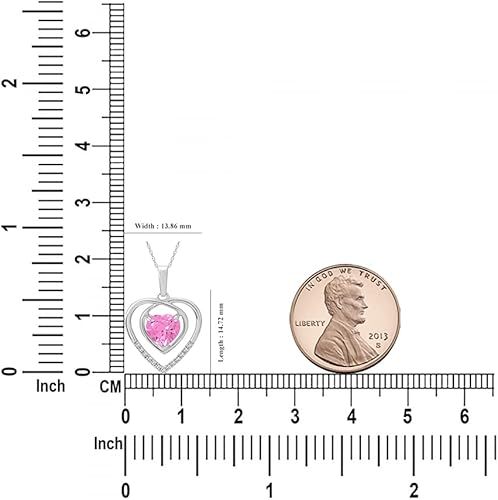 Vista 5 de ARAIYA FINE JEWELRY Collar con colgante de corazón de plata esterlina con diamantes y piedras preciosas (120 quilates, color I-J, claridad I2-I3)