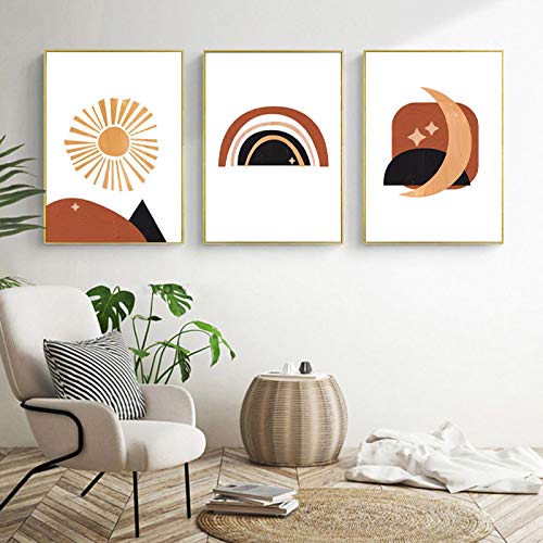 Mur Art Impressions Contemporain Toile Orange Brûlé Abstrait 3pcs