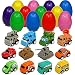 Toy Filled Easter Eggs Filled with Pull-Back Vehicles Cars Trucks Tank Surprise Egg Hunt for Kids Boys and Girls (Easter Egg 1)