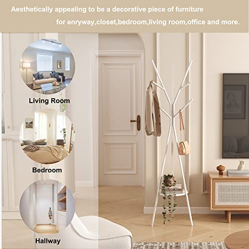 HOMEFORT Coat Rack Hat Stand Free Standing Display Hall Tree Metal Hat Hanger Garment Storage Holder with 9 Hooks for Clothes Hats and Scarves,17.72" Wx17.72 Dx70.87 H (White) by HOMEFORT - Image 7