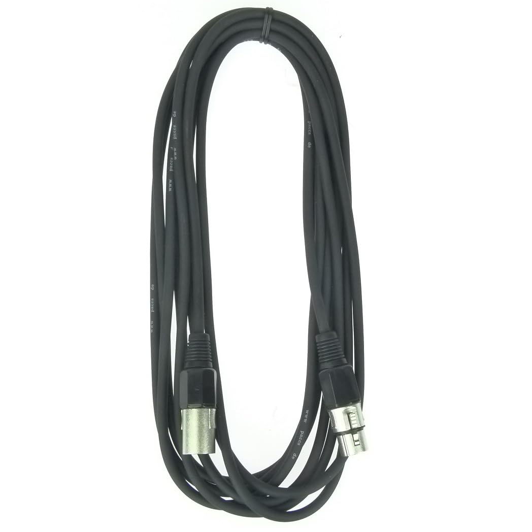 Paccs 10 Stück 5 m Mikrofonkabel Schwarz XLR Stecker male auf XLR Buchse female - Symmetrisch Audio Kabel DMX OFC-Kupfer