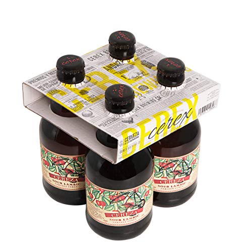 CEREX - Pack 4 cervezas artesanales Cerex 33 cl Sour Lambic - Sabor Cereza - Mejor Cerveza Artesanal de España Premios"World Beer Awards 2017"