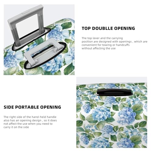 Blue Hydrangea Flowers Watercolor Elastic Travel Luggage Covers Dustproof Scratch-Resistant Suitcase Protector Fit 22-24 Inch3