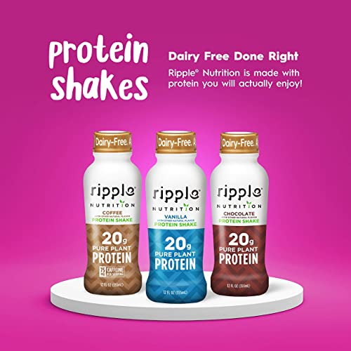 Ripple Vegan Protein Shake | Vanilla | 20G Nutritious Plant Based Pea Protein | Shelf Stable | No Gmos, Soy, Nut, Gluten, Lactose | 12 Oz, 4 Pack #TOP6