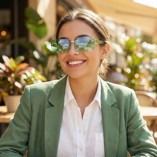 Image of The Fresh Minimalist Small Rectangular Sunglasses Clear Eyewear - Exquisite Packaging