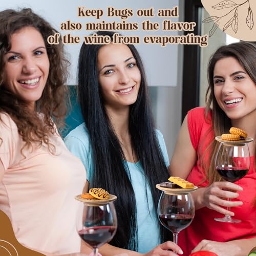 Tapas de copas de vino Mumufy: cubiertas de bambú multiusos para proteger tus bebidas, 16 piezas 6