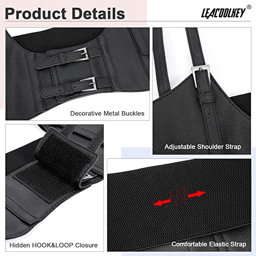 LEACOOLKEY Women Fashion Body Waist Belt Steampunk Underbust Corset Belt for Dress3