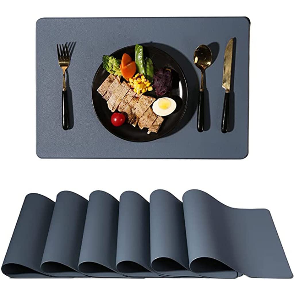 IANSHFKN 6-Piece Set Of Leather Placemats Heat-Insulating Coasters Washable