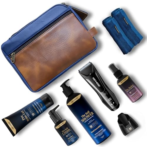 MENHOOD Male Down There Package 2.0 Includes - Grooming Trimmer 2.0, The Baller (Intimate Spray), Ball Shower Gel, Ball Preserver, Pre-Trim Gel, Travel Bag, Ball Towel| For Him (Bubble Gum), Black