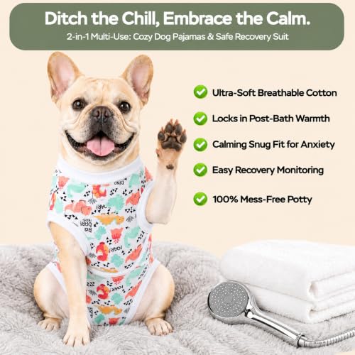 Image of PetWarm Dog Surgery Suit, Dog Surgical Recovery Suit, E Collar Alternative for Dogs After Surgery, Abdominal Wounds Bandages Female Male Onesie for Dogs Spay Neuter, White, L