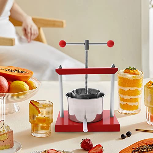 Fruit Wine Press, 0.8Gal/3L Stainless Steel Grape Press Machine for Wine Making, Wine Manual Press Barrels for Juice, Vegetable, Wine, Olive Oil, w/T-shaped Handle