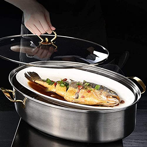 Fish Steamer Pot, Stainless Steel Poacher for Induction Cooker, Elliptical Shape, Ideal for Steaming Fish and Boiling Soup - Image 2