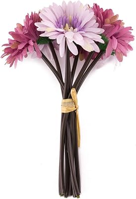 Amazon Com Saideke Home Artificial 11 Tall Purple Gerbera Daisy Flower Bouquet Home Wedding Decoration Kitchen Dining