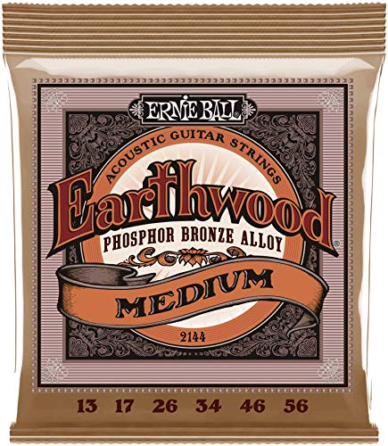 Ernie Ball Earthwood Medium - Cuerdas para guitarra acústica, bronce fosforado, calibre 13-56