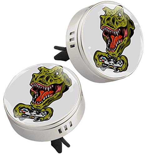 Dinosaurier-Spielekonsole 2 Stück Silber Auto ätherisches Öl Diffusor Vent Clip Aromatherapie Diffusor Medaillon Lufterfrischer mit 4 Nachfüllpads