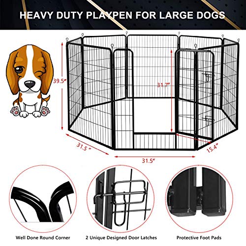SUNCOO Dog Pen, Heavy Duty Folding Large Metal Dog Fence, Cat Puppy Rabbit Pet Exercise Playpen, Indoor Outdoor 16 Panels 40 Inches Portable Anti-Rust Yard Pet Pen Crate Cage Barrier Kennels - Thumbnail 4