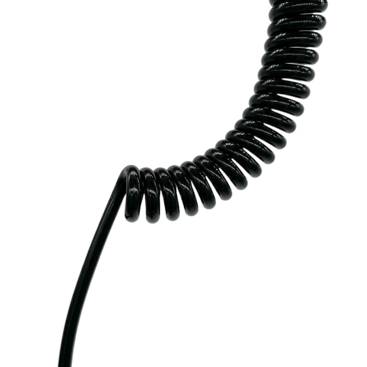 5-metrowy przedłużany kabel sprężynowy z 5-żyłowym czarnym przewodem spiralnym (20AWG)