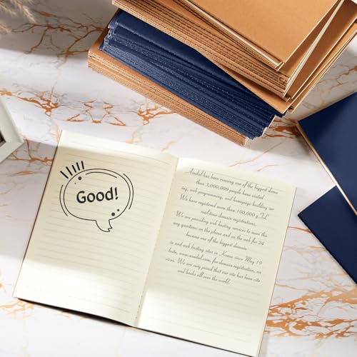 Image of Mimorou 100 Pcs A5 Journals Notebooks Bulk,Brown, Navy,Lined | Kraft Softcover Small Notebooks 5.5 Inch x 8.3 Inch Notepads with 60 Page 30 Sheet for Writing Sketch Travel Office Supplies