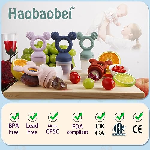 Image of Baby Fruit Feeder, Frozen Teething Toys for Babies, Teether Pacifier with 3 Extra Teats, Eating Essentials, BPA Free Baby Feeding Supplies (Copper)