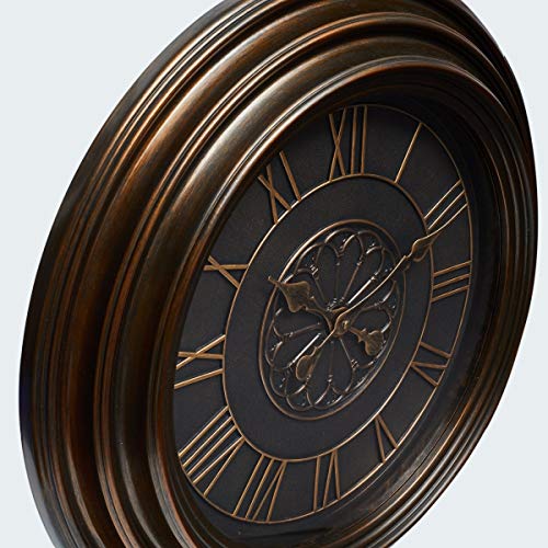 Image of Home Centre Casablanca Wooden Round Wall Clock - Brown 50 cm x 4 cm x 50 cm