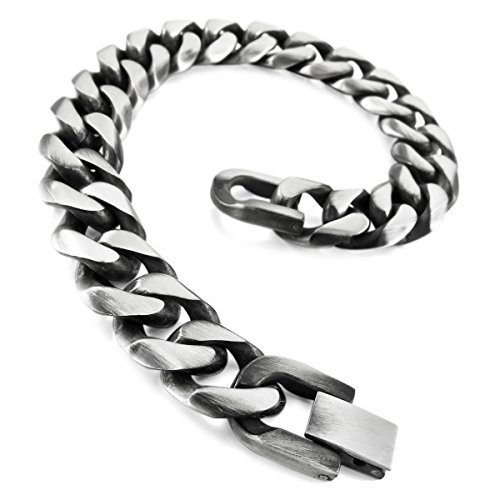 MunkiMix Acero Inoxidable Pulsera Brazalete Eslabones Link Enlace Muñeca El Tono De Plata Hombre