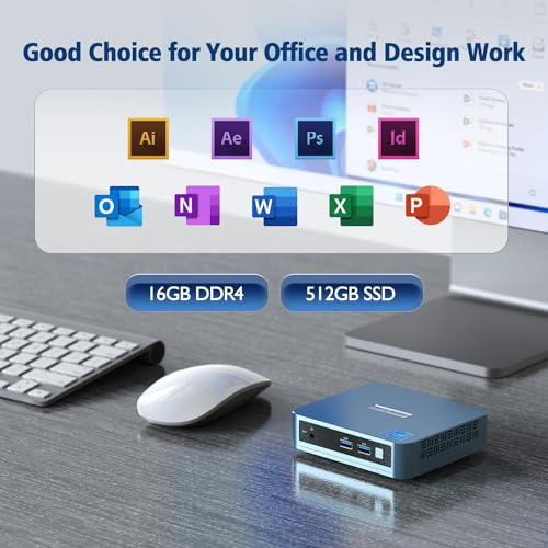 PELADN WI-4 Mini PC with Intel 11th N5095 Processor (up to 2.9GHz), Mini Desktop Computer, 16GB RAM and 512GB SSD Micro Desktop Computer, Dual Output, 2.4G/5G WiFi, Gigabit Ethernet - Image 5
