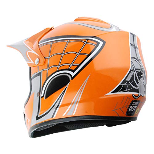WOW Youth Kids Motocross BMX MX ATV Dirt Bike Helmet Spider Web Orange - Thumbnail 3