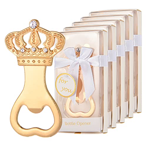 50Packs Gold Crown Bottle Openers for Baby Shower, Wedding, and Birthday Party Favors Elegant and Practical Gift for Guests
