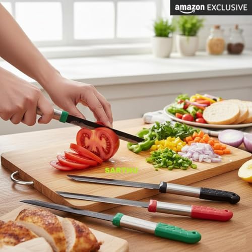 Image of 6 Pcs Iron Kitchen Knife Set Chef Knife for Home & Restaurant Multipurpose Knives for Vegetables Fruits Meat & More Durable Sharp Blade Cooking Knife Set