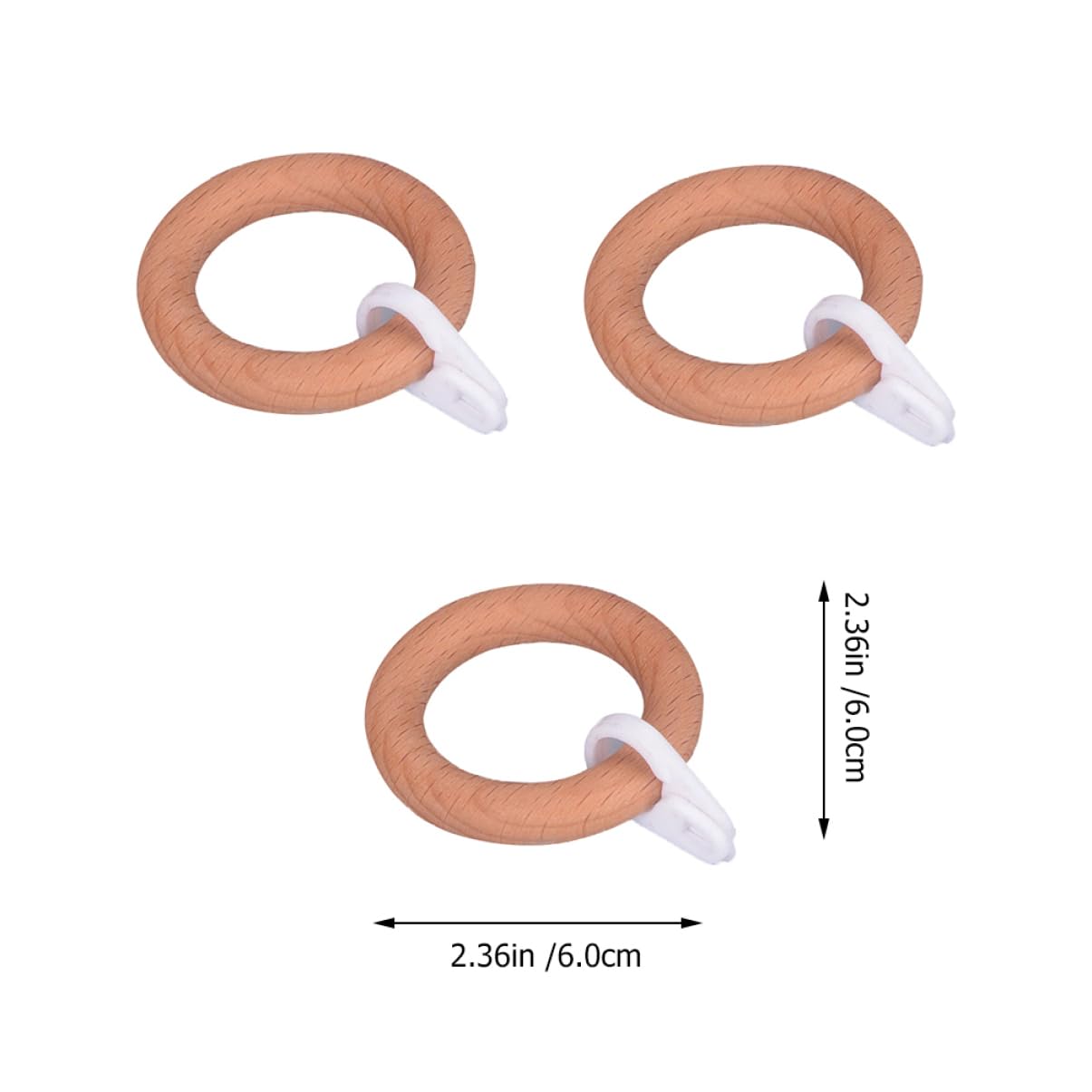 MUCKLILY 3Pcs Solid Curtain Rings for Drapery Smooth Finished Wooden Rod Rings with High Durability for Heavy Lightweight Curtains Versatile Home Decor Ornaments