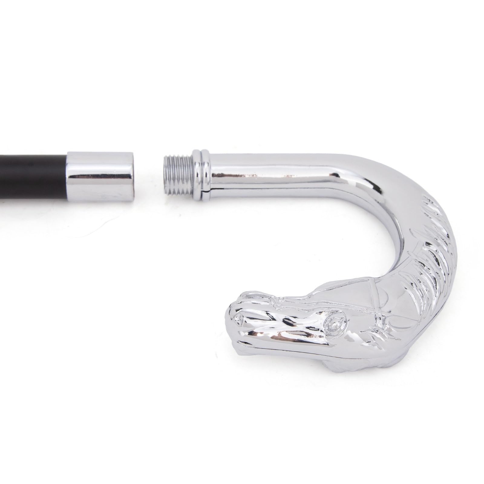 Bastón con Empuñadura en Forma de Cabeza Caballo Plateada, Senderismo Metal Lujo Estilo Británico, Decorativo Elegante y Original para Caballeros